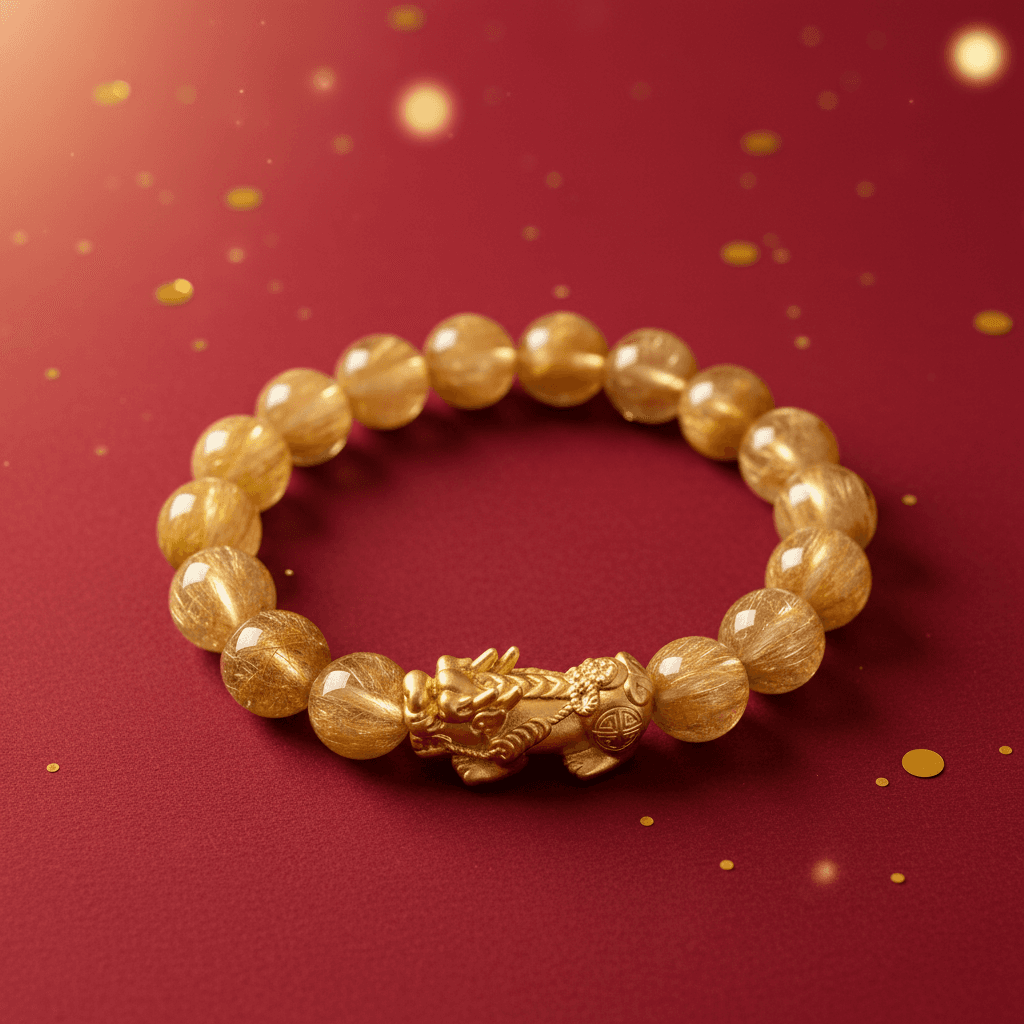 Golden Rutilated Quartz Pixiu Bracelet 990107