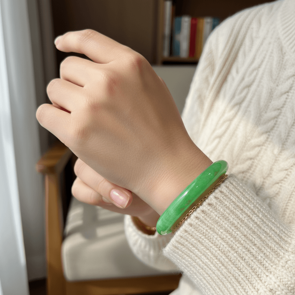Translucent Jade Bangle Bracelet (53mm)