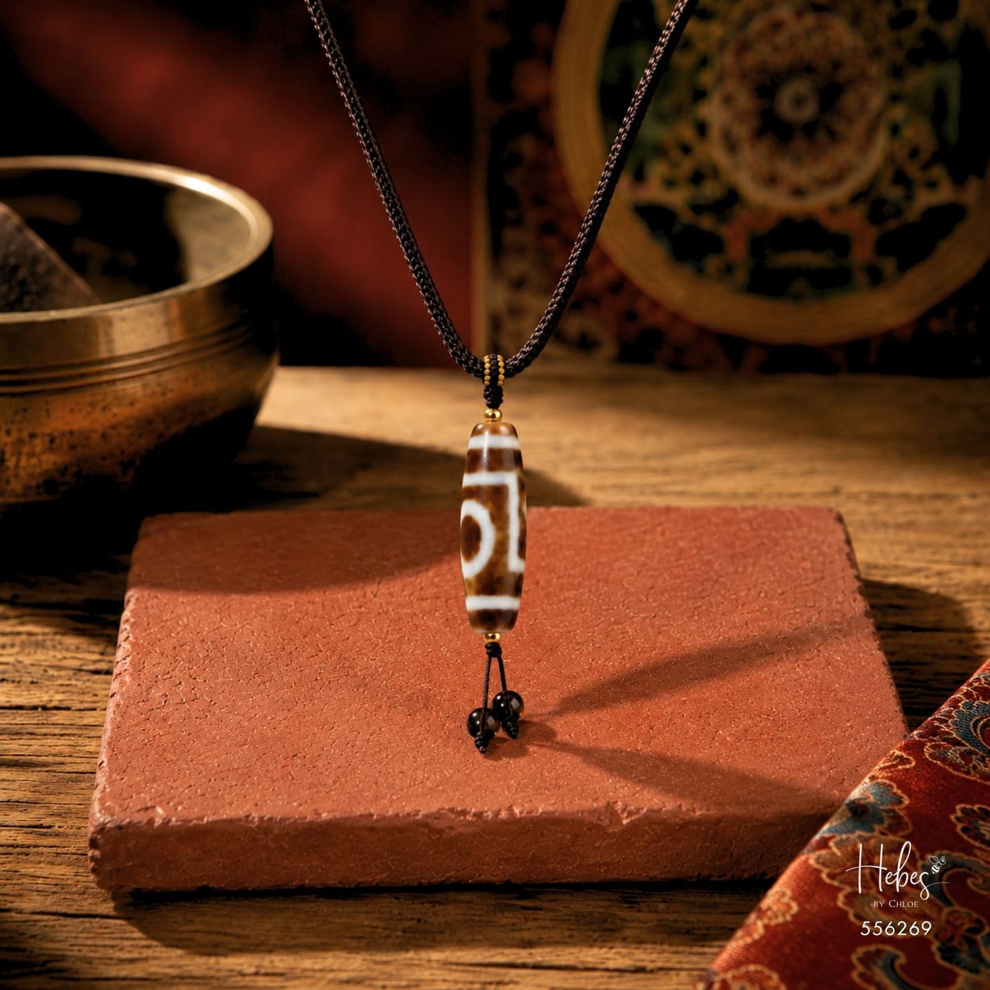 The Eternal Soulmate Tibetan 2-Eye Dzi Pendant 556269