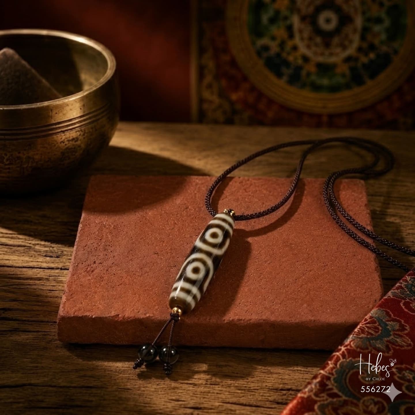 The Sacred Fortune Tibetan 3-Eye Dzi Pendant 556272