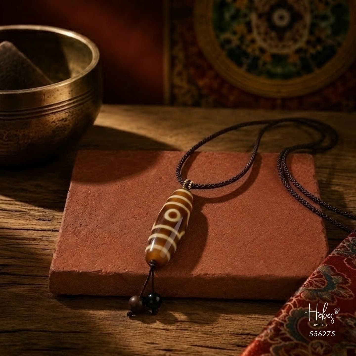 The Auspicious Trinity 3-Eye Dzi Pendant 556275