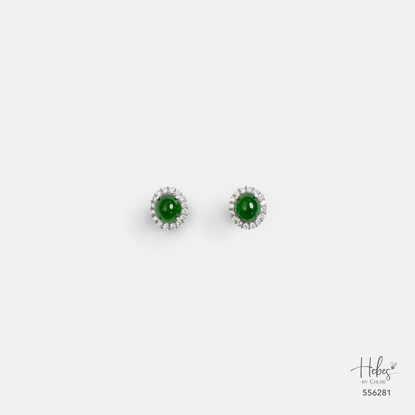Natural Type A Jadeite Round Halo Earrings 556281