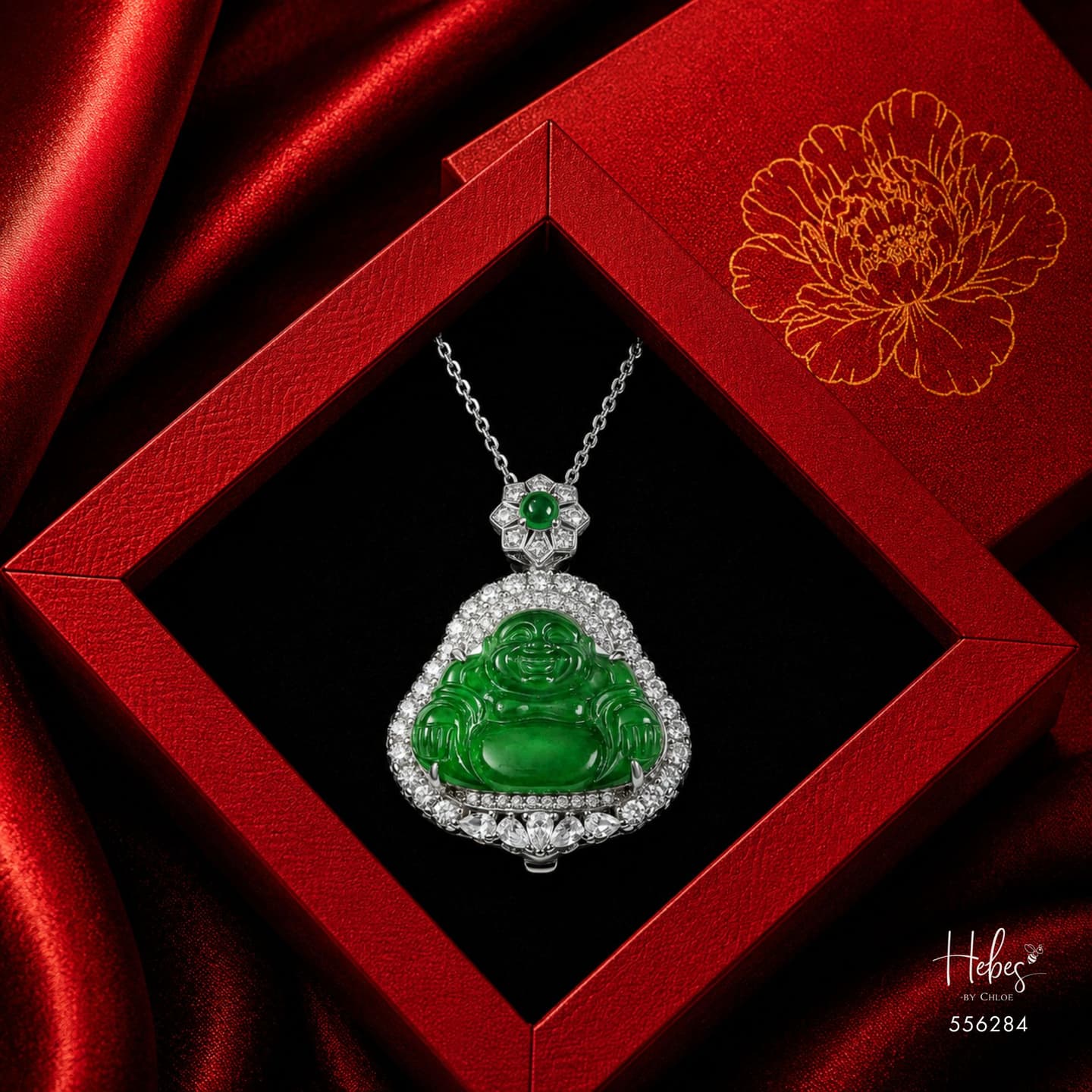 Type A Jadeite Laughing Buddha Pendant 556284