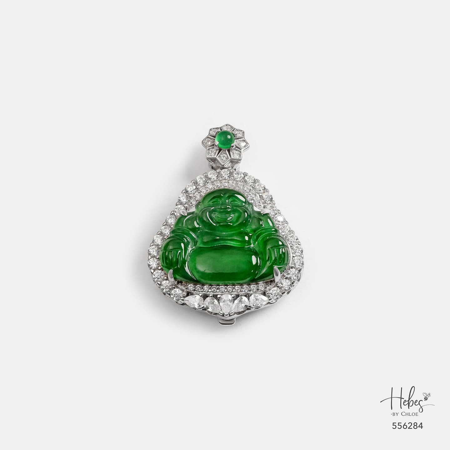 Type A Jadeite Laughing Buddha Pendant 556284