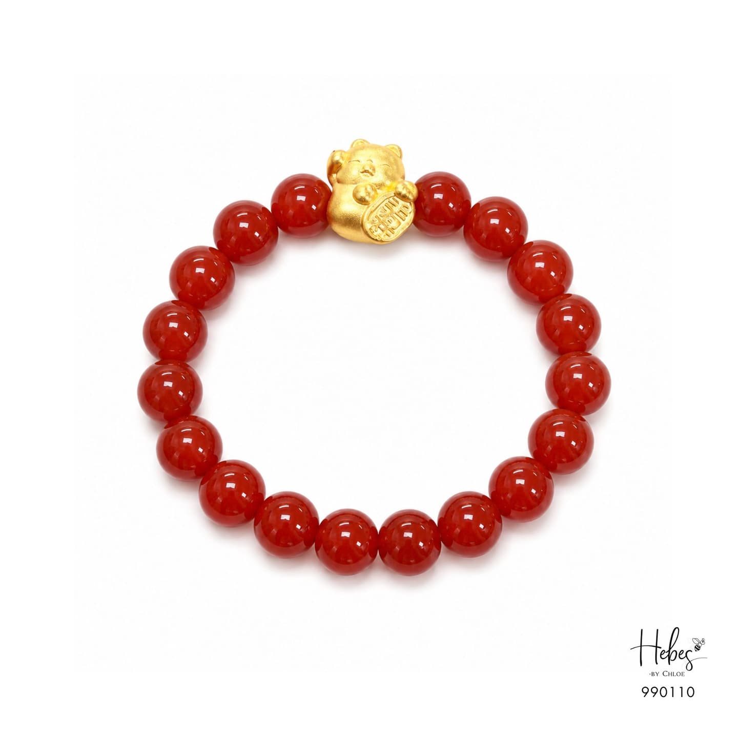 Gold Vermeil Joyful Fortune Red Agate Bracelet 990110
