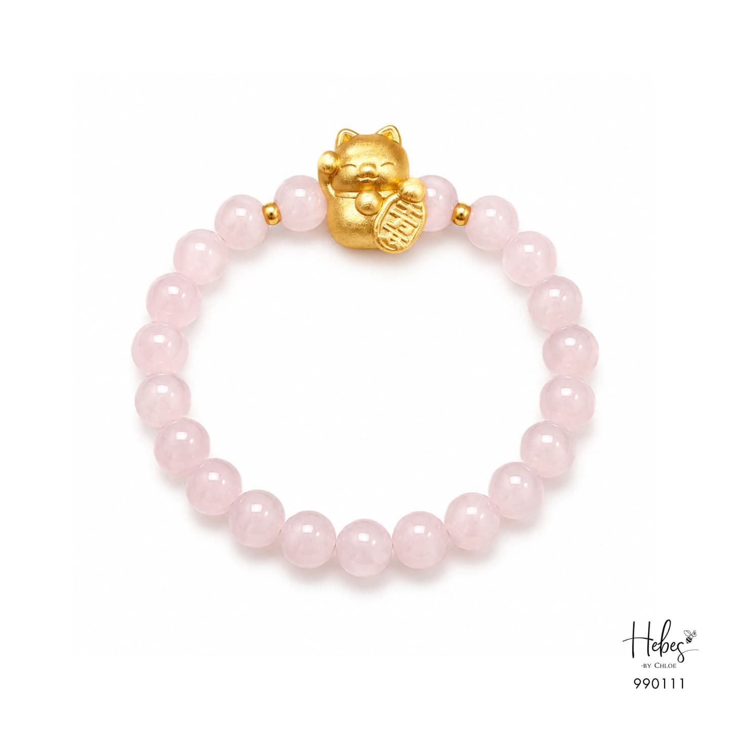 Gold Vermeil Serene Blessing Rose Quartz Bracelet 990111