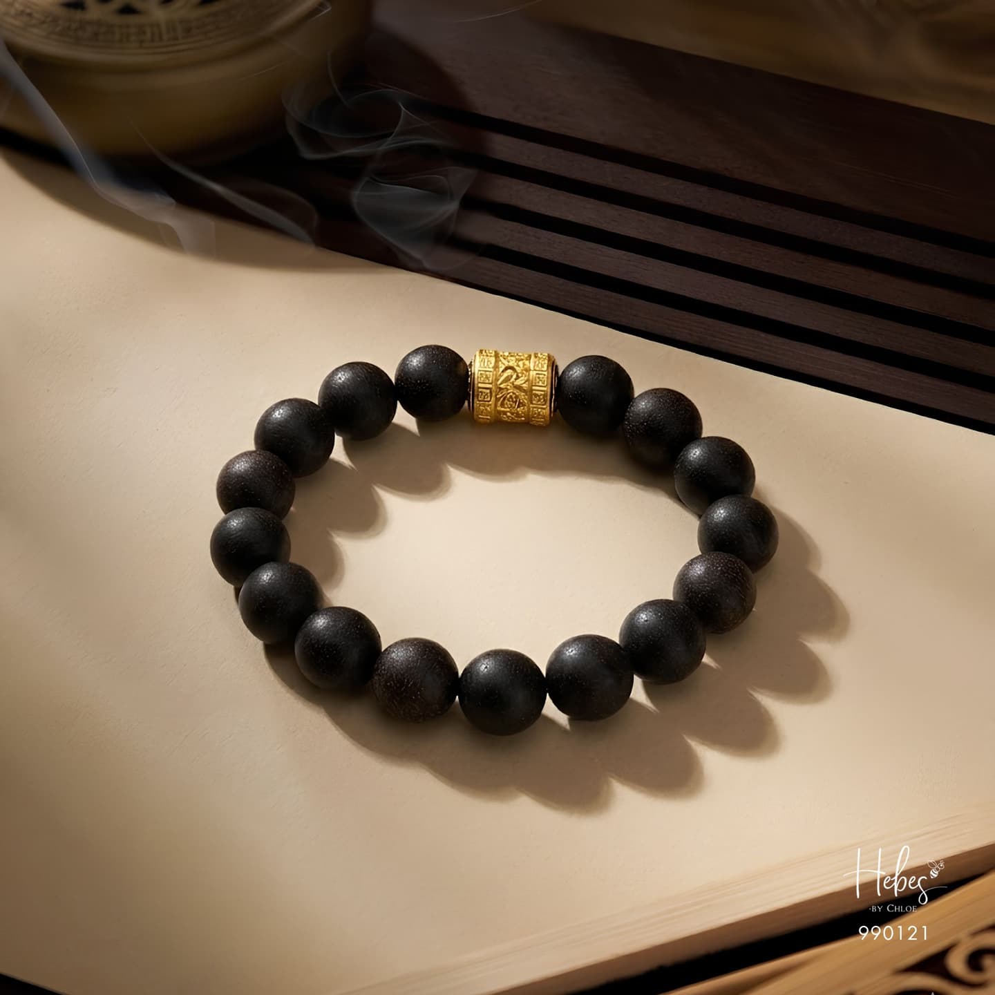 Vietnamese Rare Agarwood Wheel of Dharma Bracelet 990121