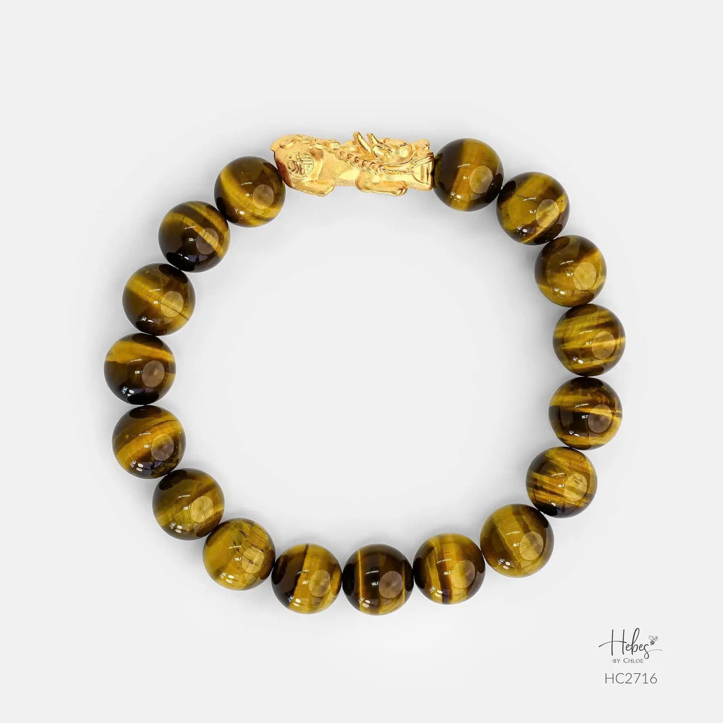 24K Gold Pixiu Yellow Tiger Eye Bracelet (10mm) 992716