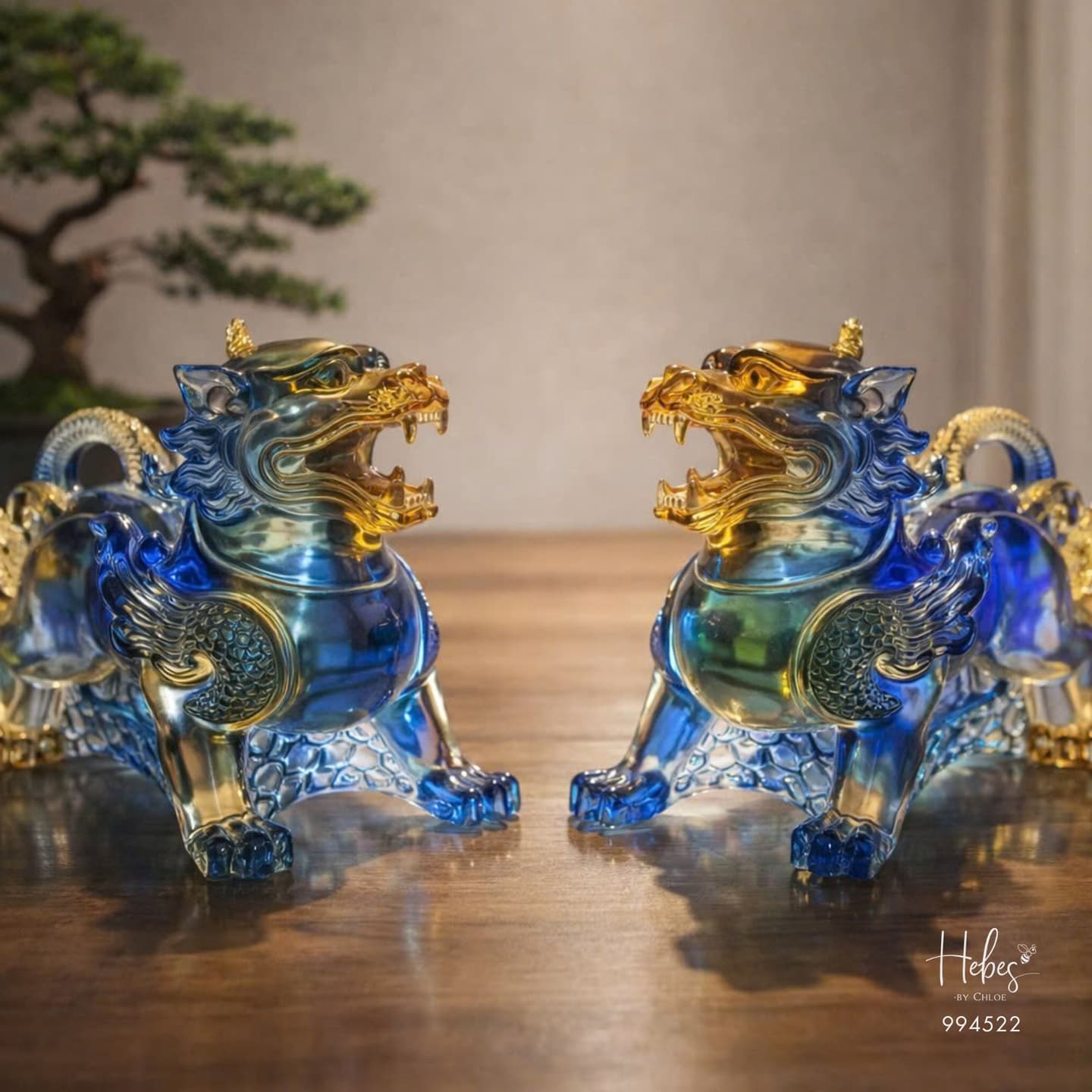 Crystal Feng Shui Twin Pixiu of Blessings Guard Statue 994522