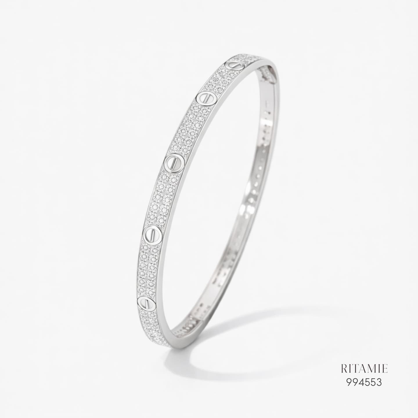 The Iconic Pav? Moissanite Silver Bangle 994553