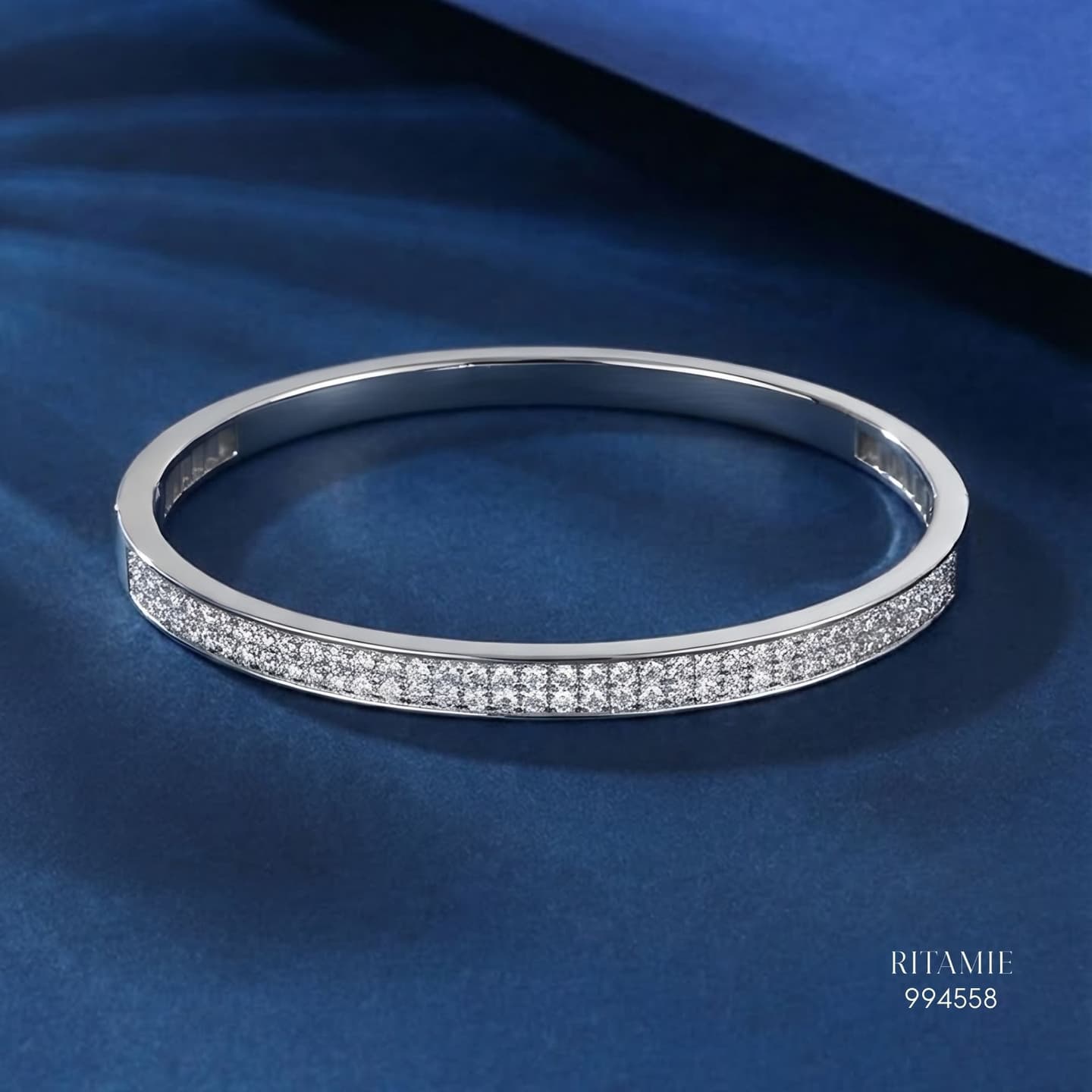 The Triple Row Brilliance Moissanite Silver Bangle 994558