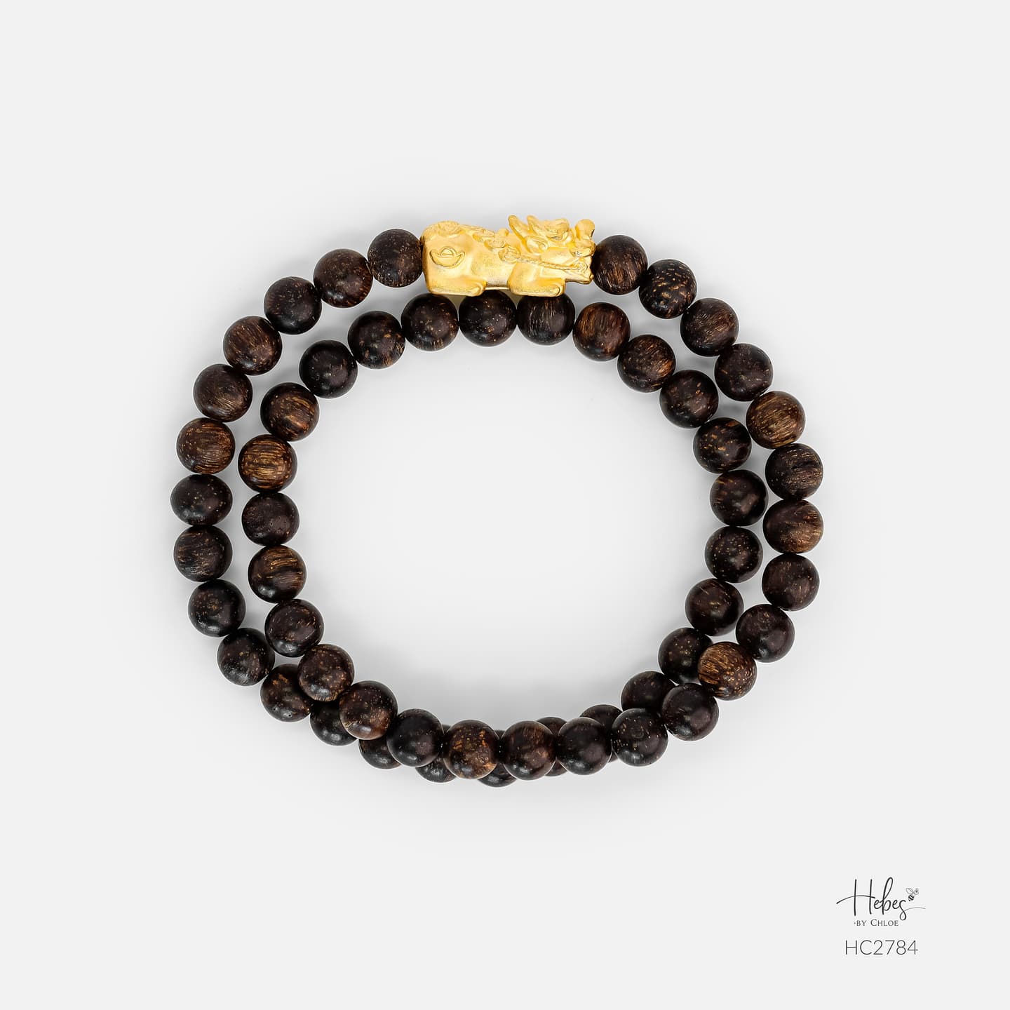 Indonesian 108 Beads Agarwood Pixiu Dragon Charm Bracelet HC2784