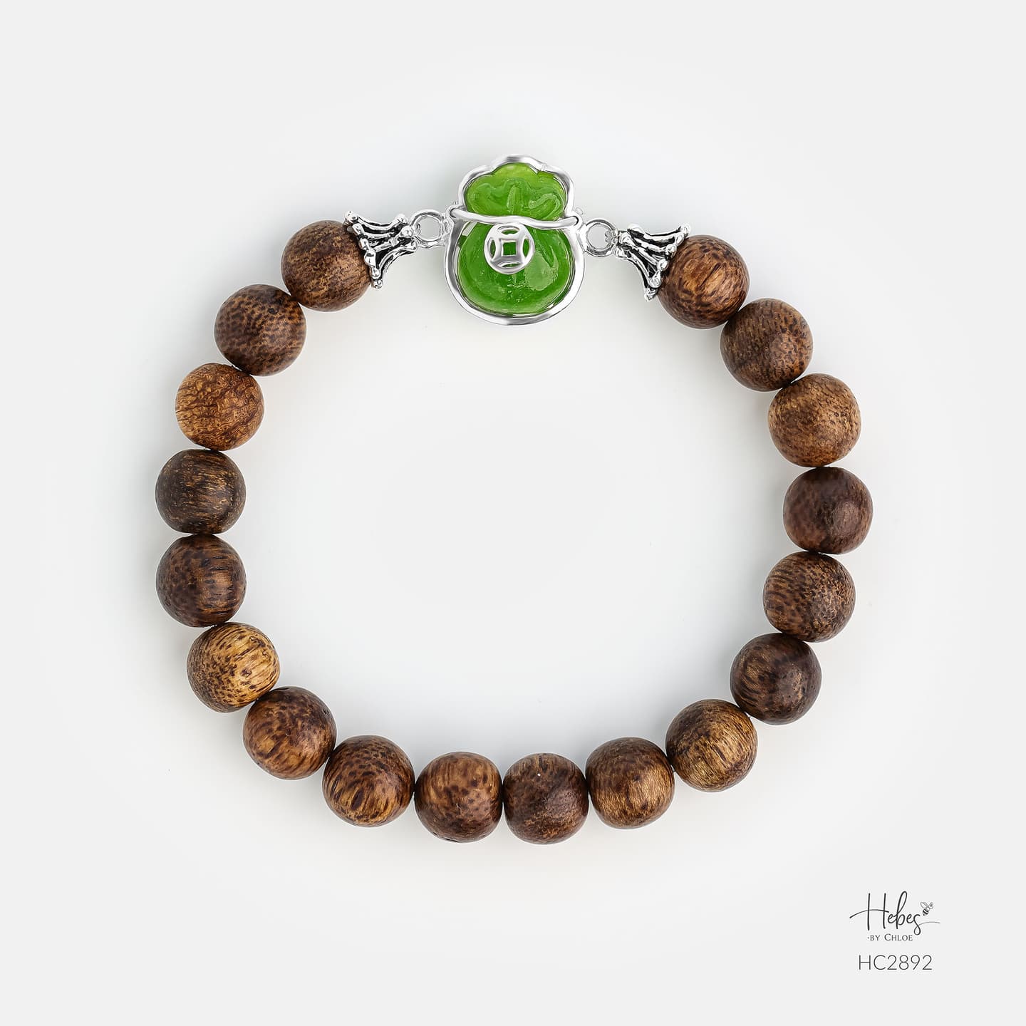 Vietnamese Agarwood Jade Fortune Pouch Bracelet HC2892