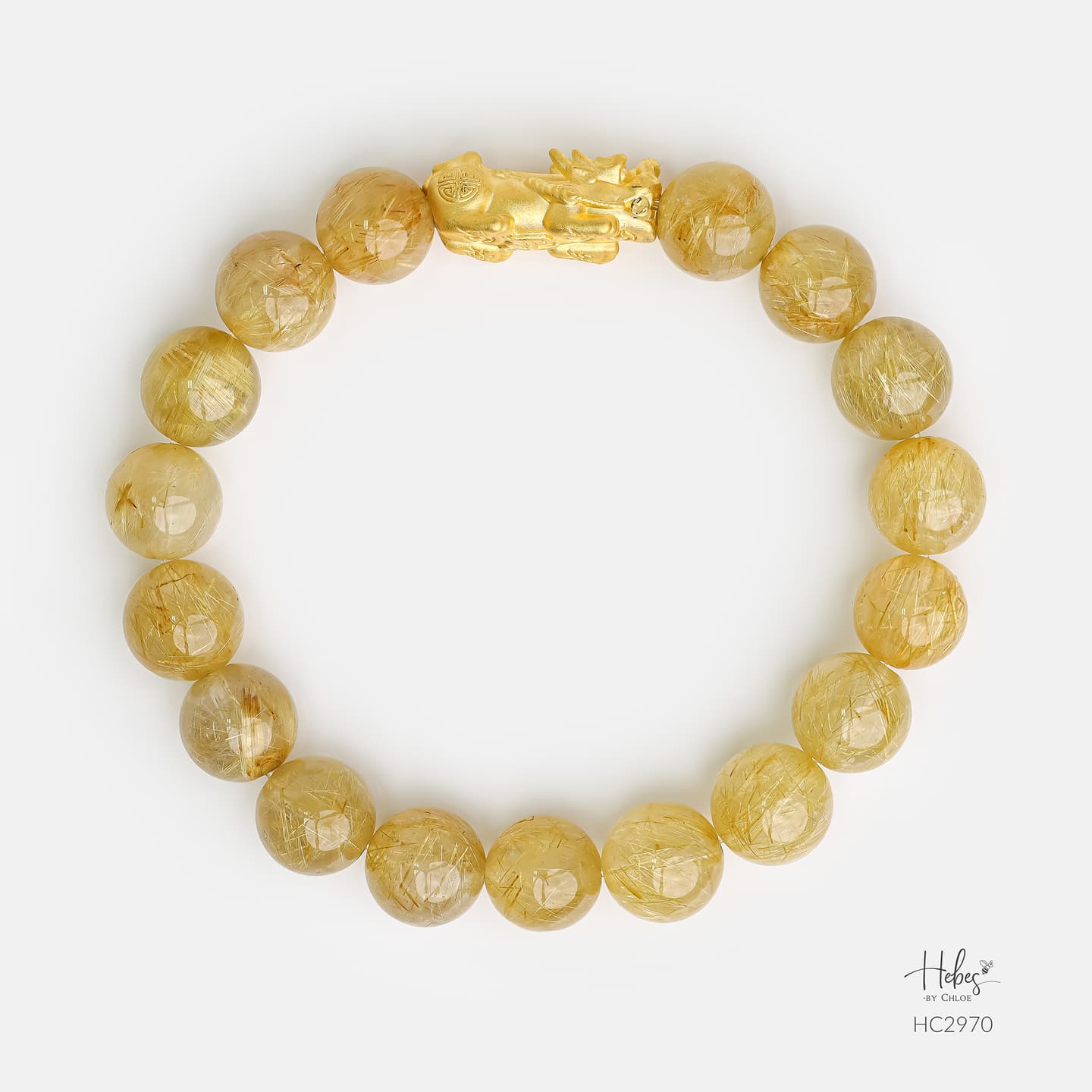 24K Gold Yellow Rutilated Quartz Bracelet (10mm) 992970