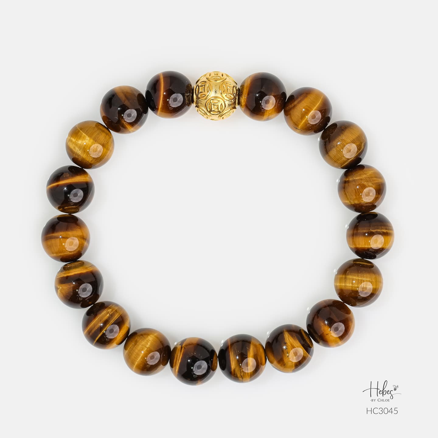 Gold Vermeil Yellow Tiger Eye (12mm) Bracelet 993045