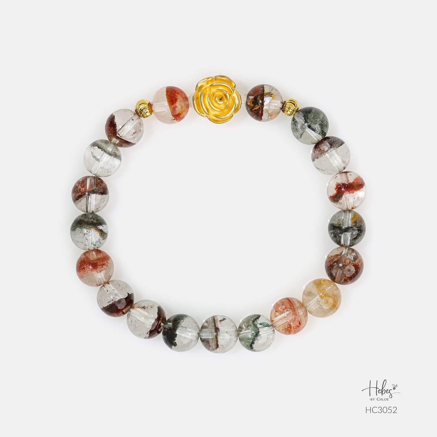 Gold Vermeil Lotus Lodolite Bracelet (9mm) 993052