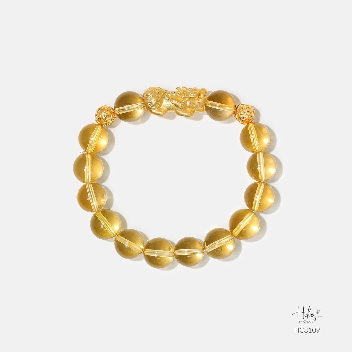 Gold Vermeil Pixiu Citrine Quartz Bracelet (9mm) 993109