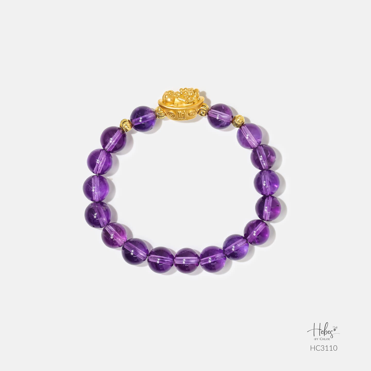 Gold Vermeil Pixiu Amethyst Bracelet (9mm) 993110