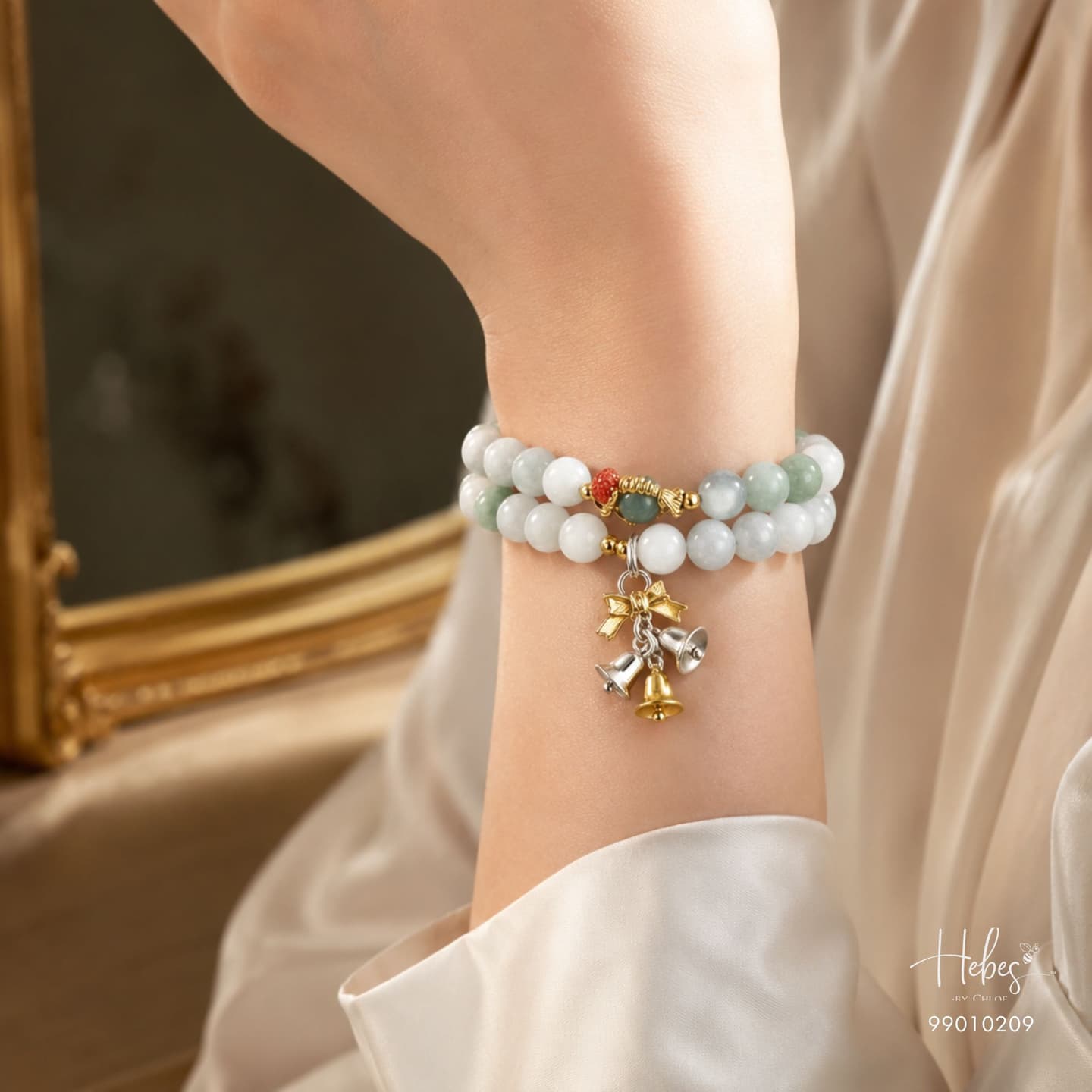 Double-Wrap Jade Prosperity Bell Bracelet HC99010209