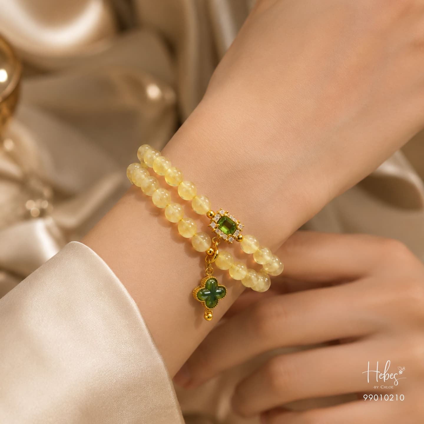 Yellow Jade Lucky Four Clover Bracelet HC99010210