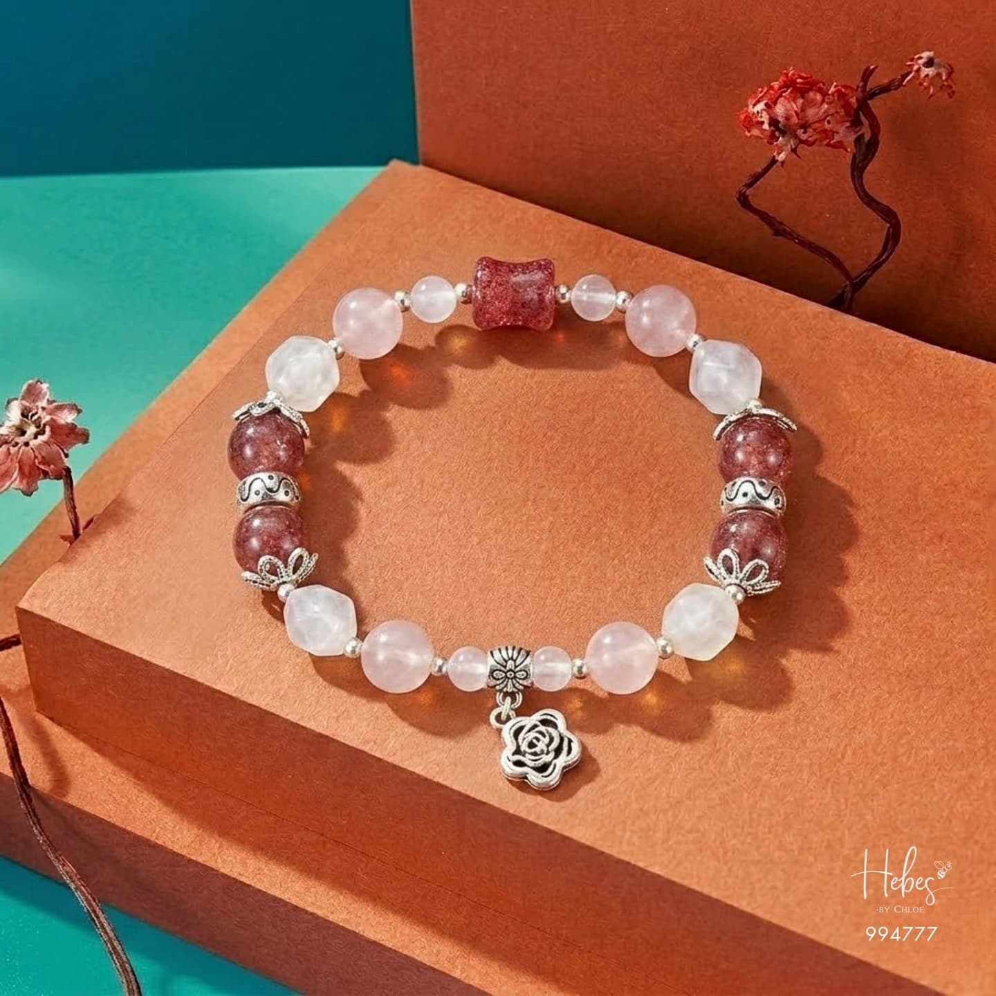 Radiant Devotion Rose Strawberry Quartz Bracelet 994777