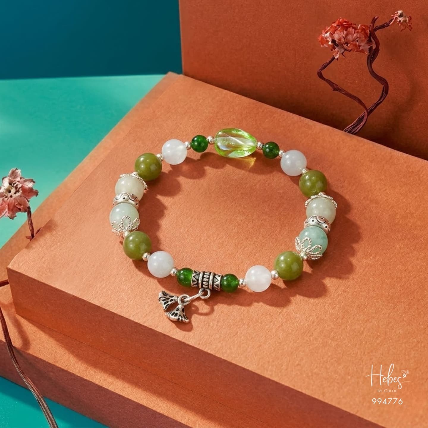 Eternal Bloom Jade & Ginkgo Leaves Bracelet 994776