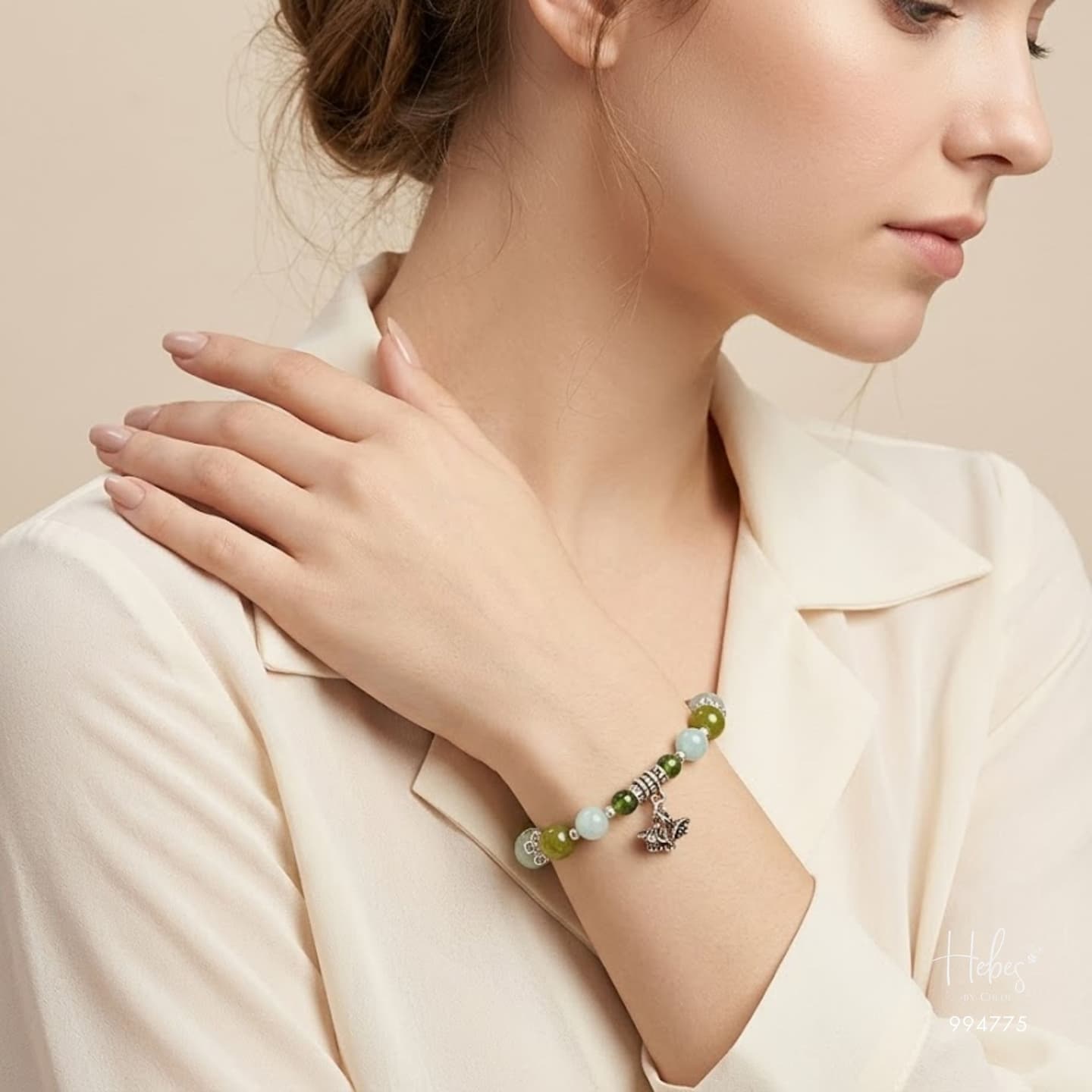 Serene Horizon Jade & Ginkgo Charm Bracelet 994775