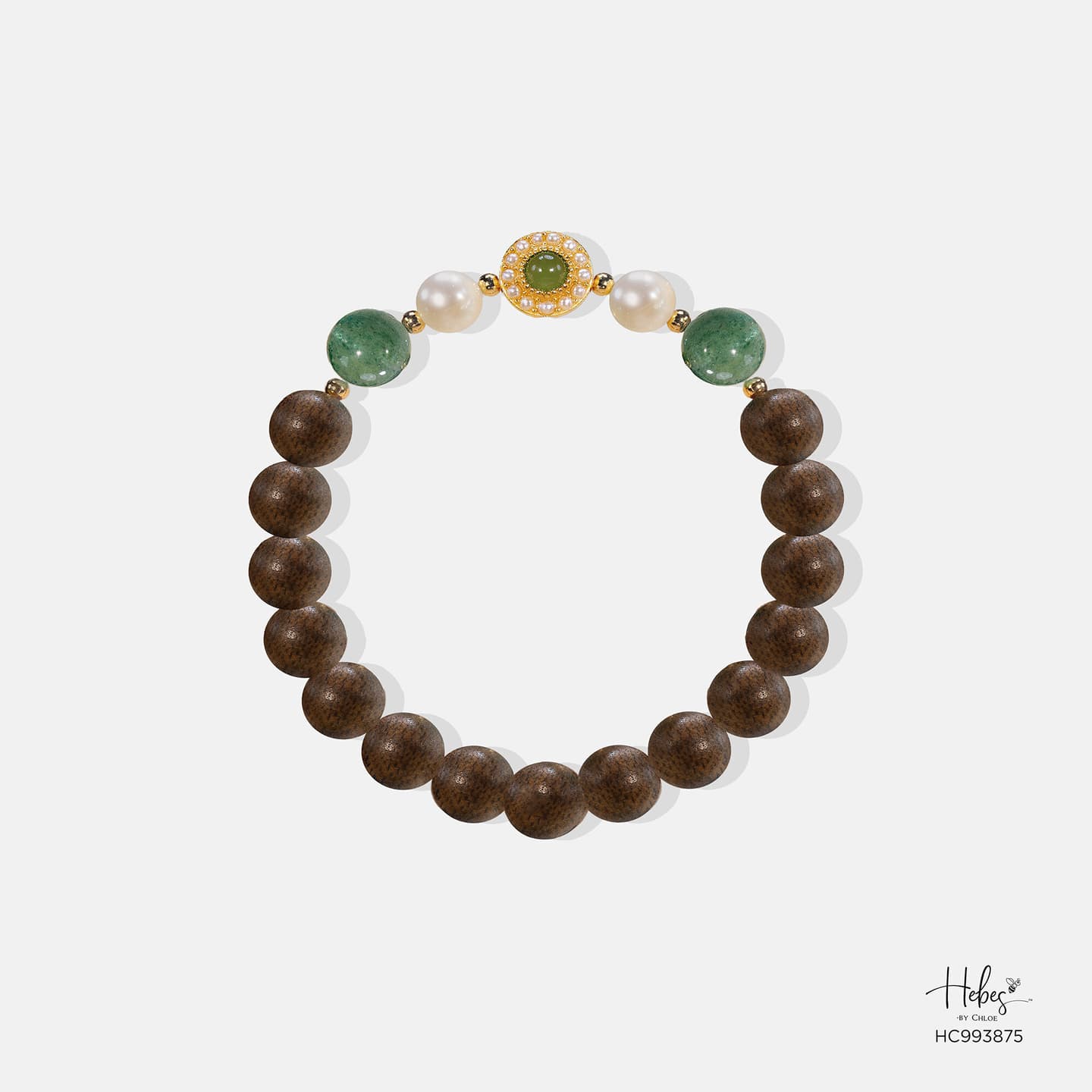 Vietnamese Agarwood Green Strawberry Quartz Bracelet 993875
