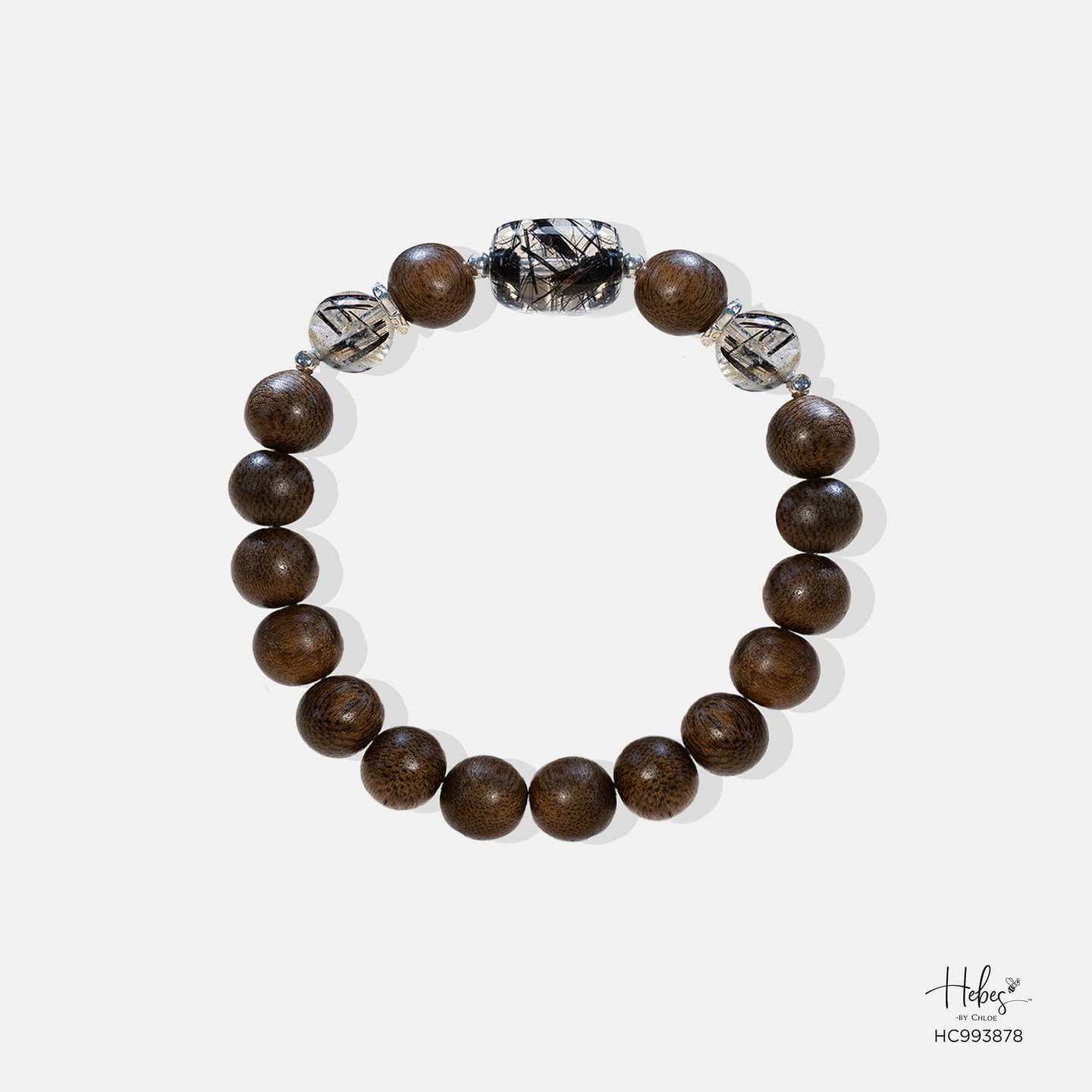 Vietnamese Agarwood Black Rutilated Quartz Bracelet (10mm) 993878