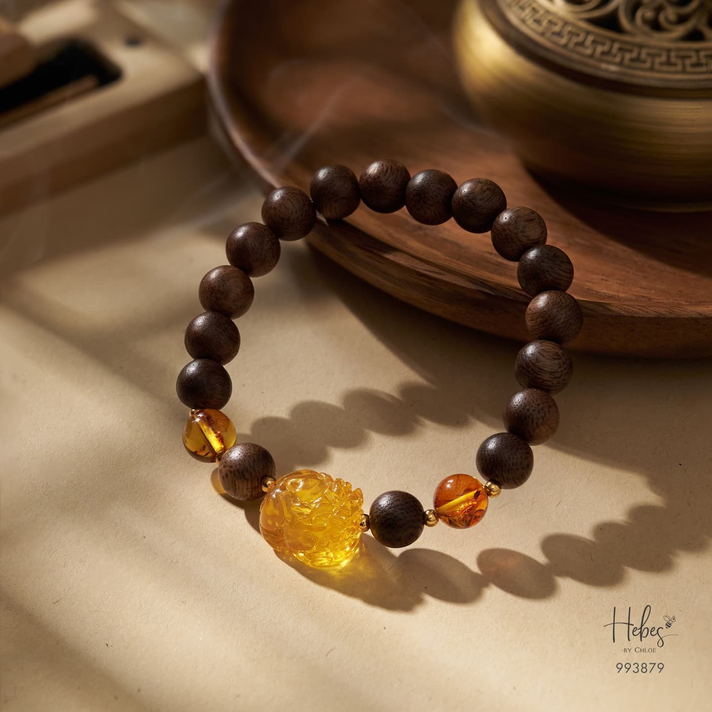 Vietnamese Agarwood Pixiu Dragon Amber Bracelet (8mm) - 993879