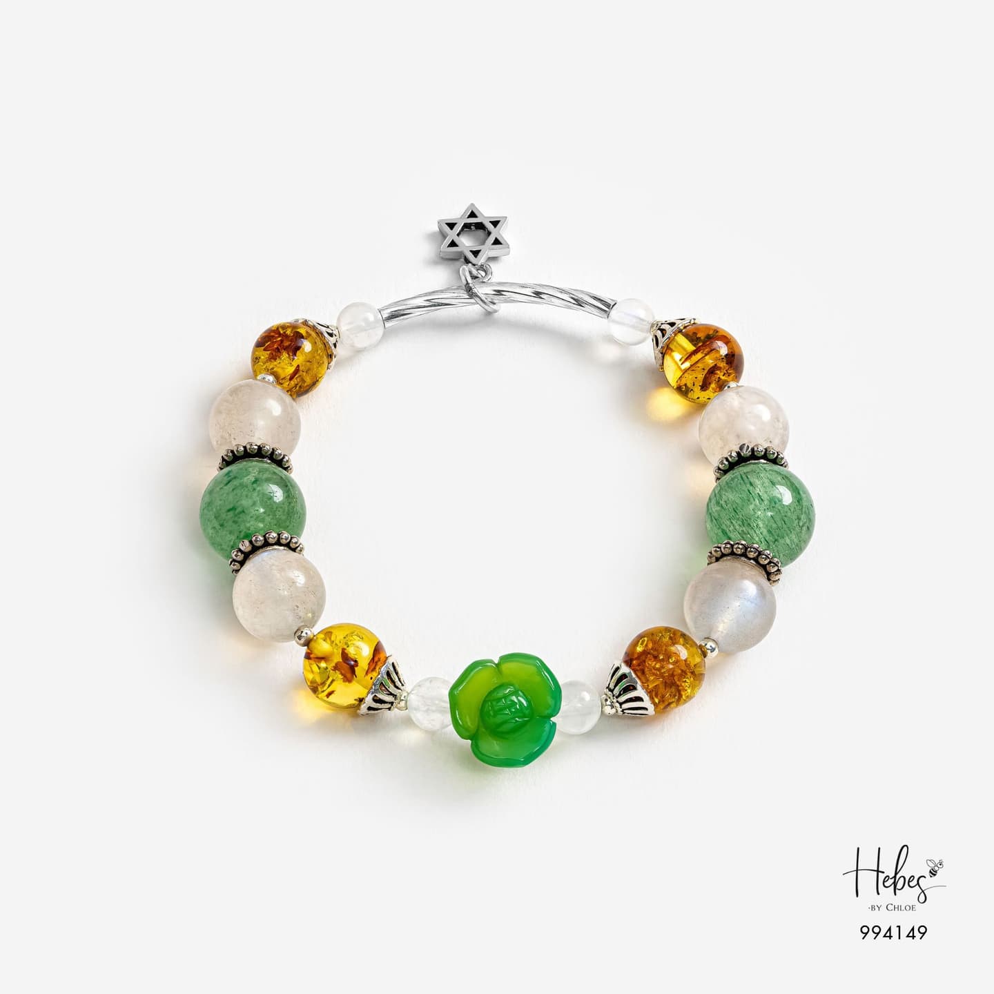 Green Agate Peony Bracelet 994149