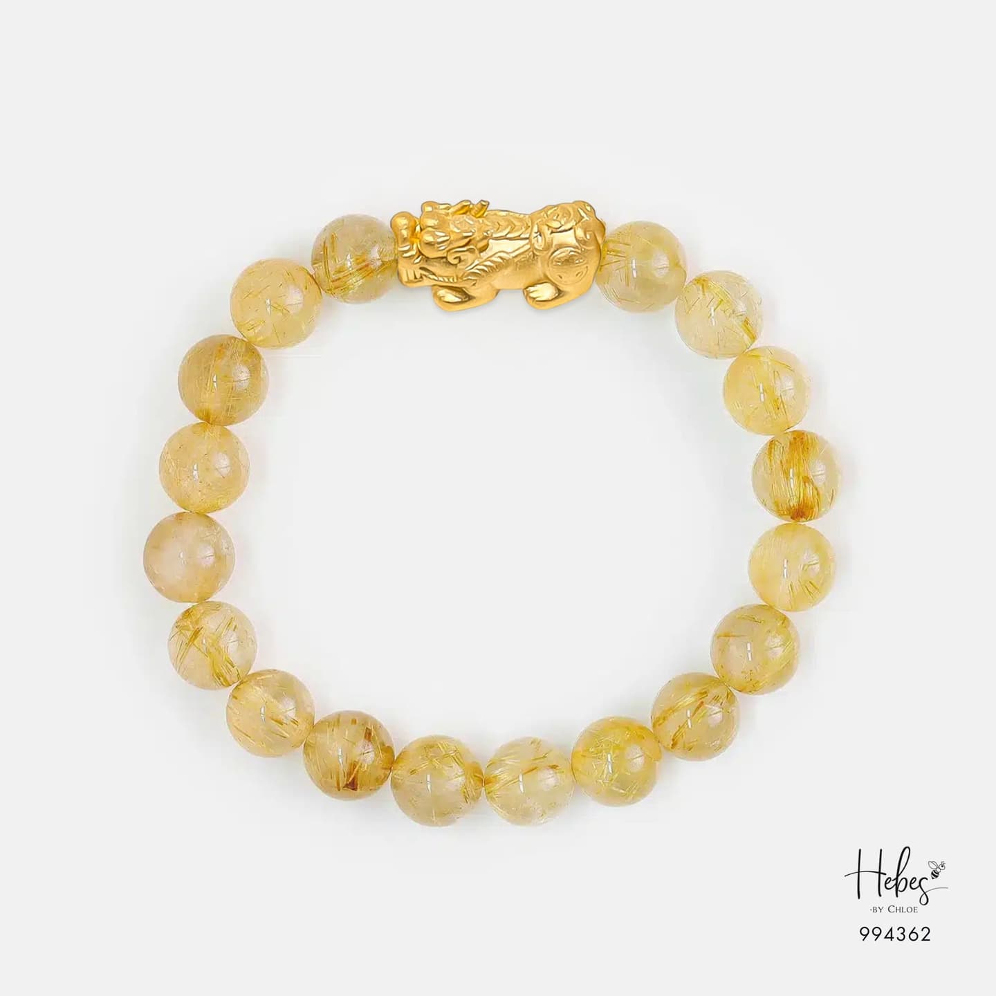 Gold Vermeil Pixiu Yellow Rutilated Bracelet (8mm) 994362