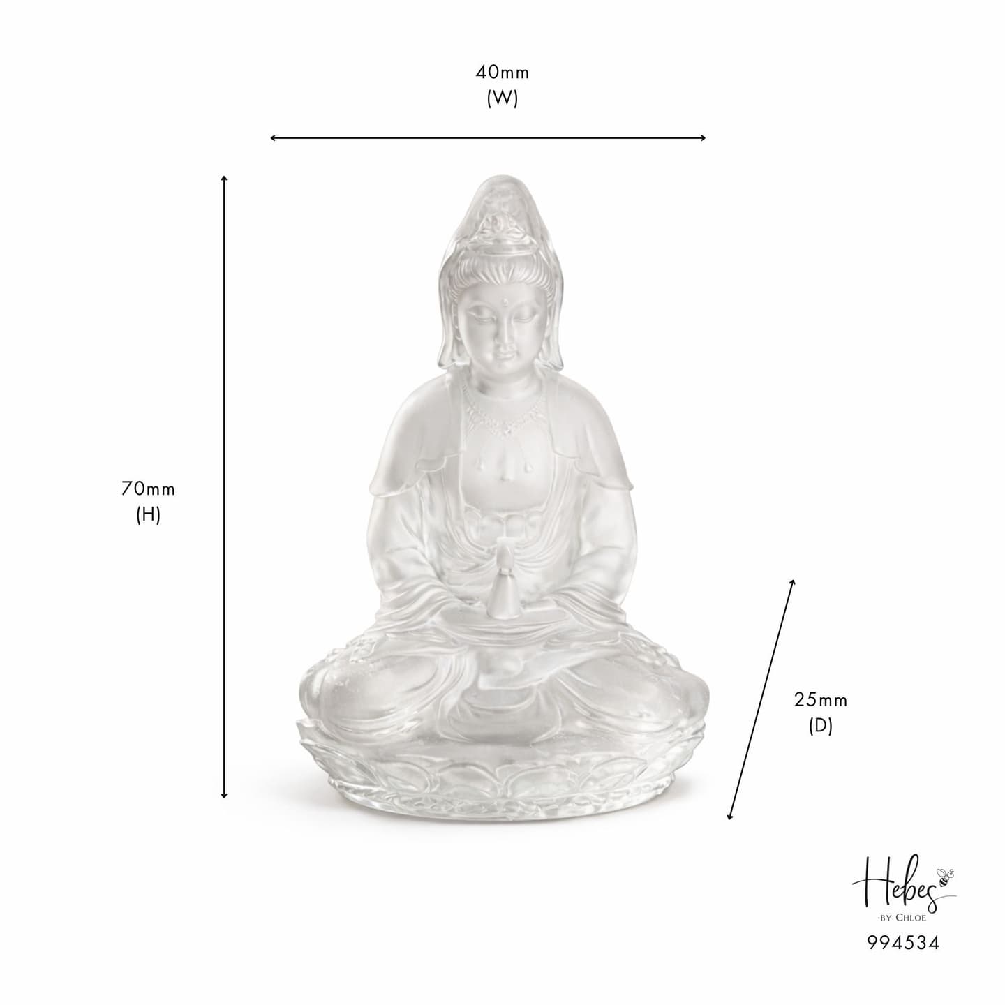 Crystal Feng Shui Guan Yin on Lotus Throne Statue 994534