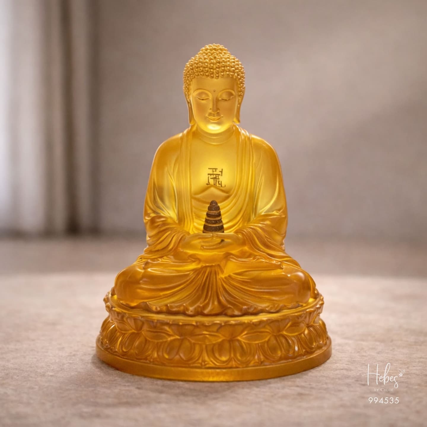 Crystal Feng Shui Buddha on Lotus Throne Statue 994535