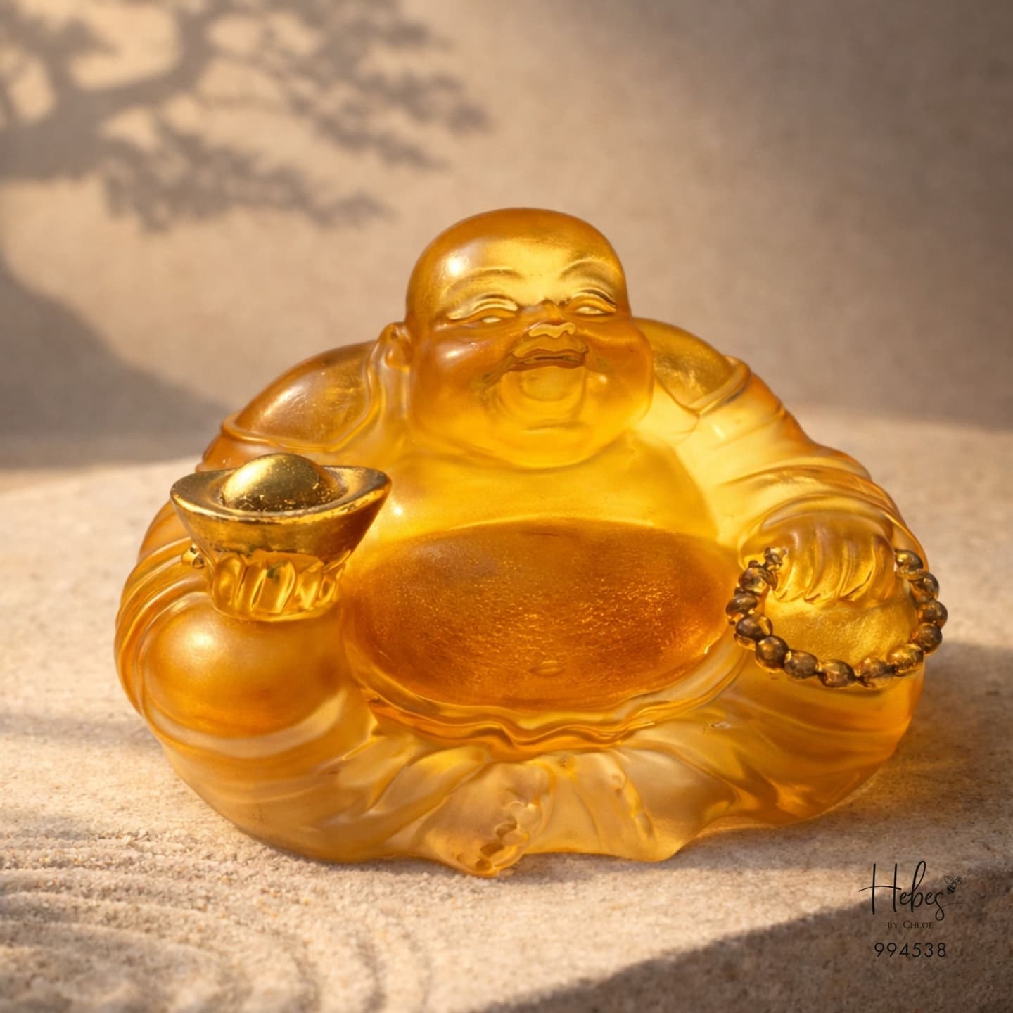 Crystal Feng Shui Laughing Buddha of Peace Statue 994538