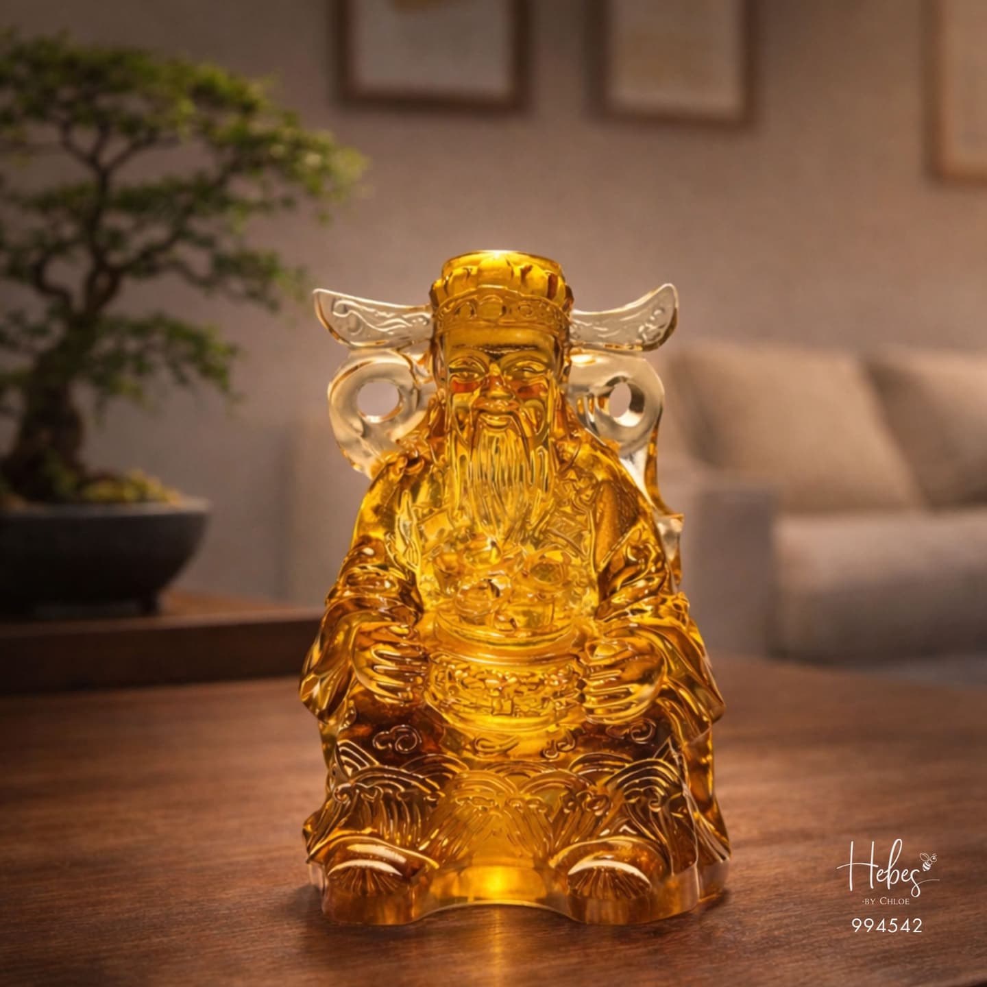 Crystal Feng Shui Golden Tiger God of Wealth Statue 994542