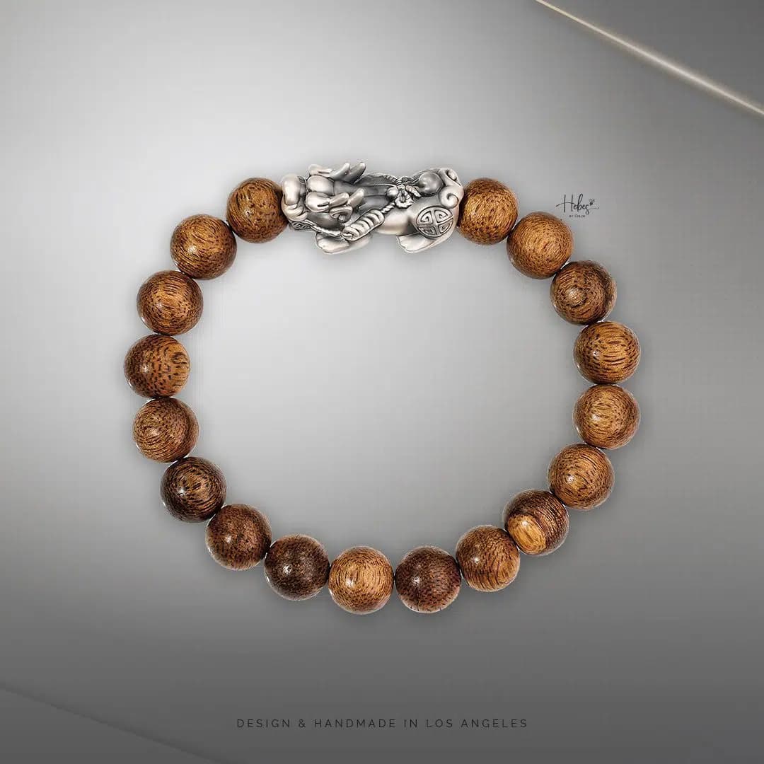 Vietnamese Agarwood Pixiu Dragon Charm Bracelet HC2357