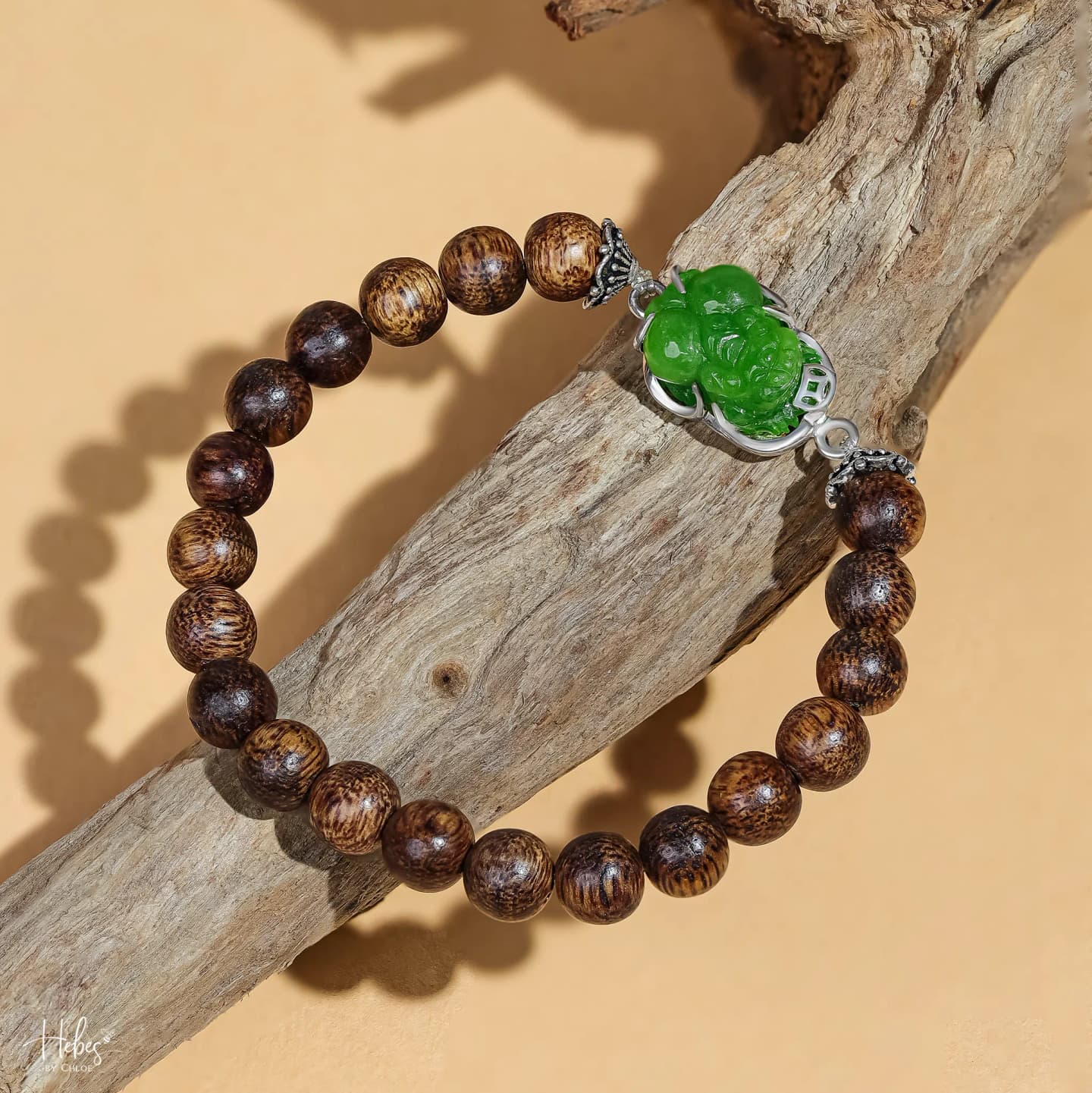 Vietnamese Agarwood Jade Pixiu Dragon Charm Bracelet HC2897