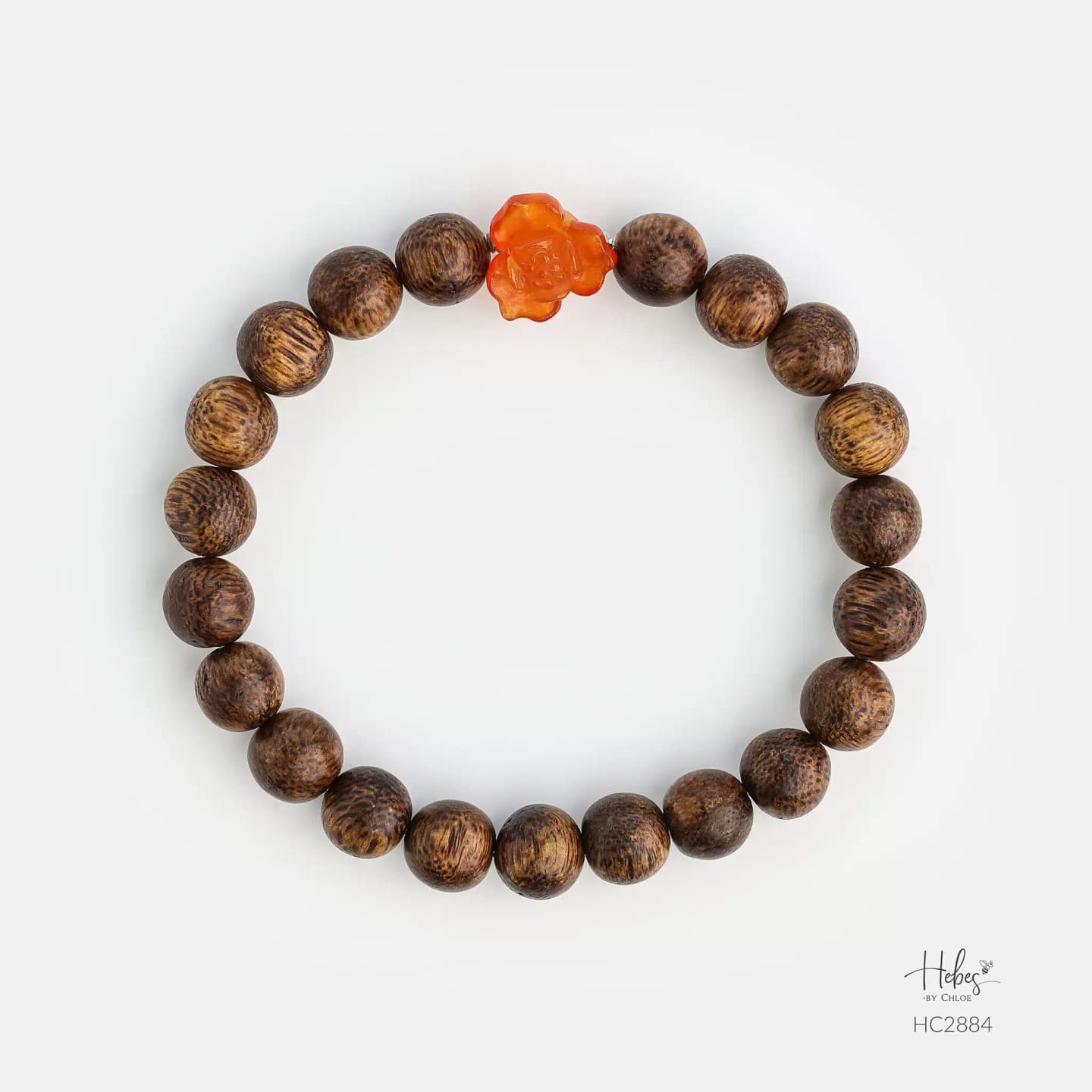 Vietnamese Agarwood Red Agate Lotus Charm Bracelet HC2884