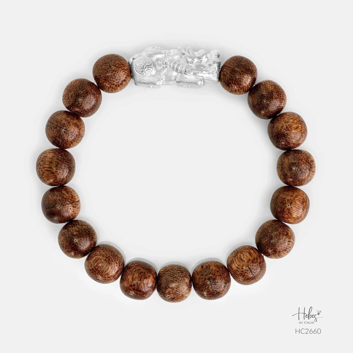 Vietnamese Agarwood Pixiu Dragon Charm Bracelet (10mm) - HC2660