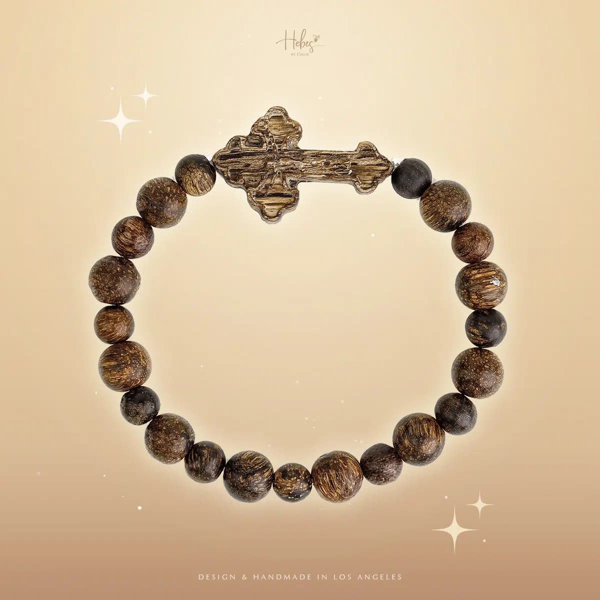 Indonesian Agarwood Cross Charm Bracelet HC2805
