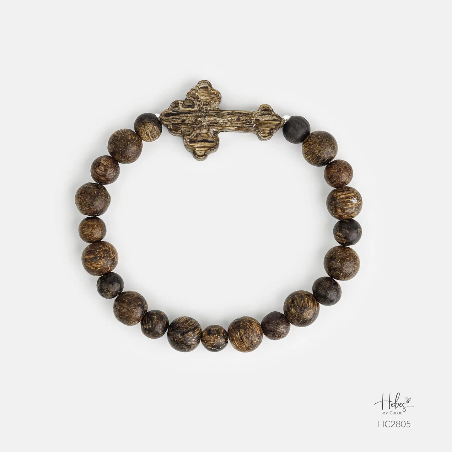 Indonesian Agarwood Cross Charm Bracelet HC2805