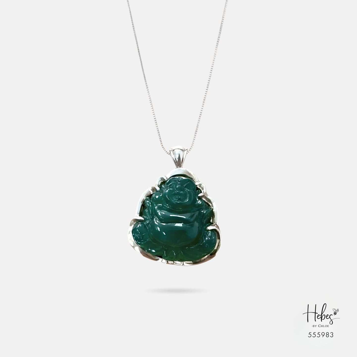 Laughing Buddha Green Agate Pendant  555983