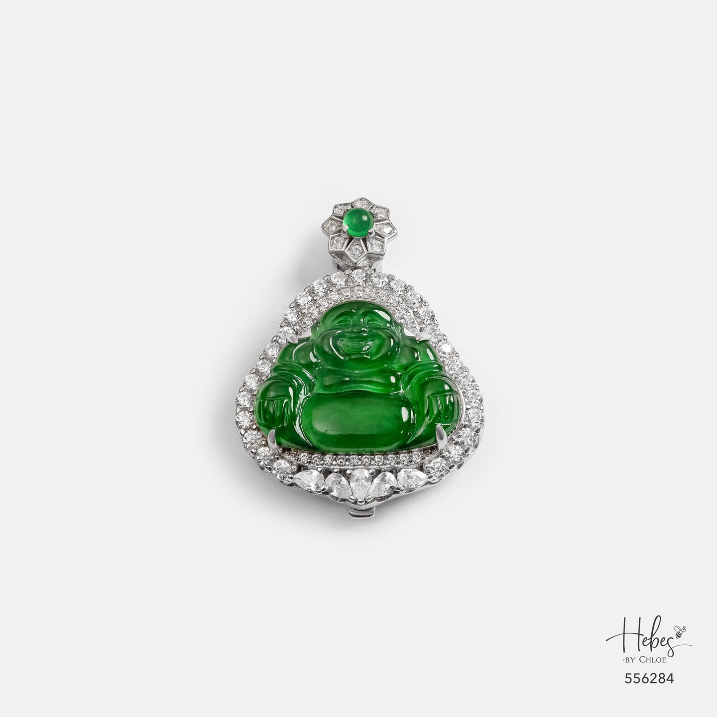 Type A Jadeite Laughing Buddha Pendant 556284