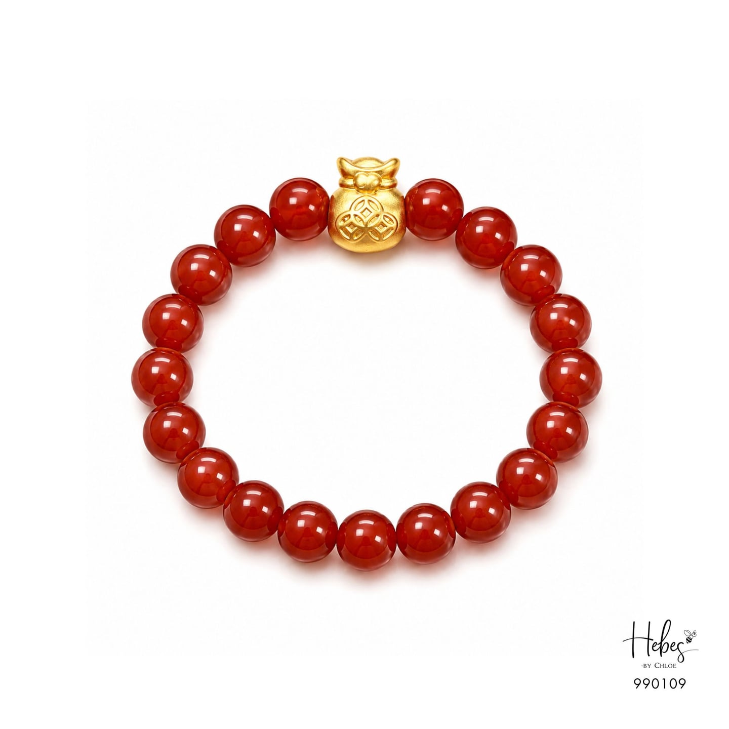Gold Vermeil Sacred Flame Red Agate Bracelet 990109