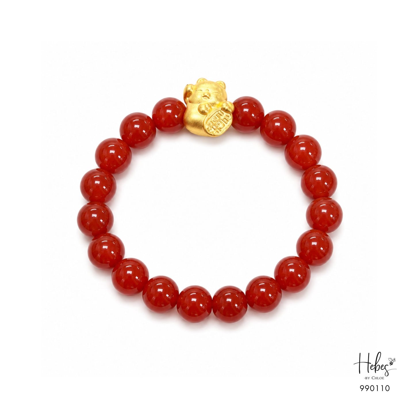 Gold Vermeil Joyful Fortune Red Agate Bracelet 990110