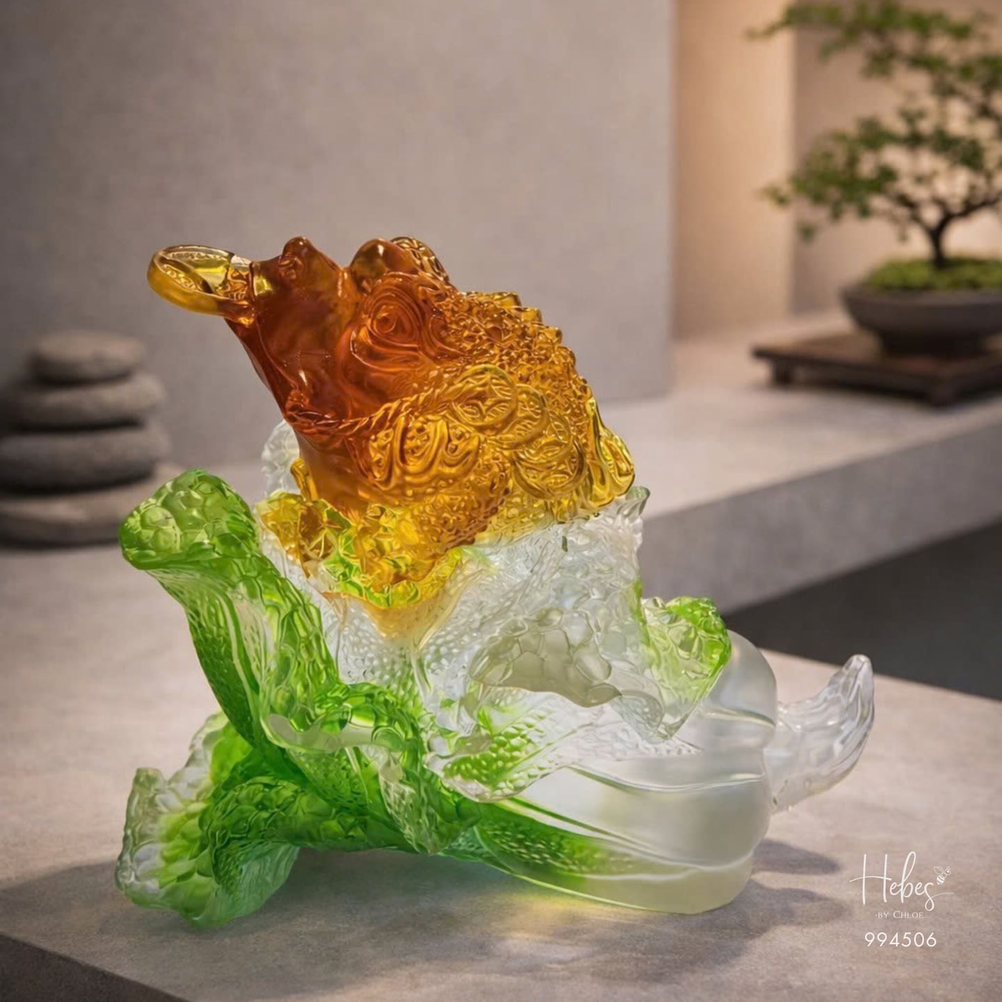 Crystal Feng Shui Wealth Toad on Treasure Statue 994506