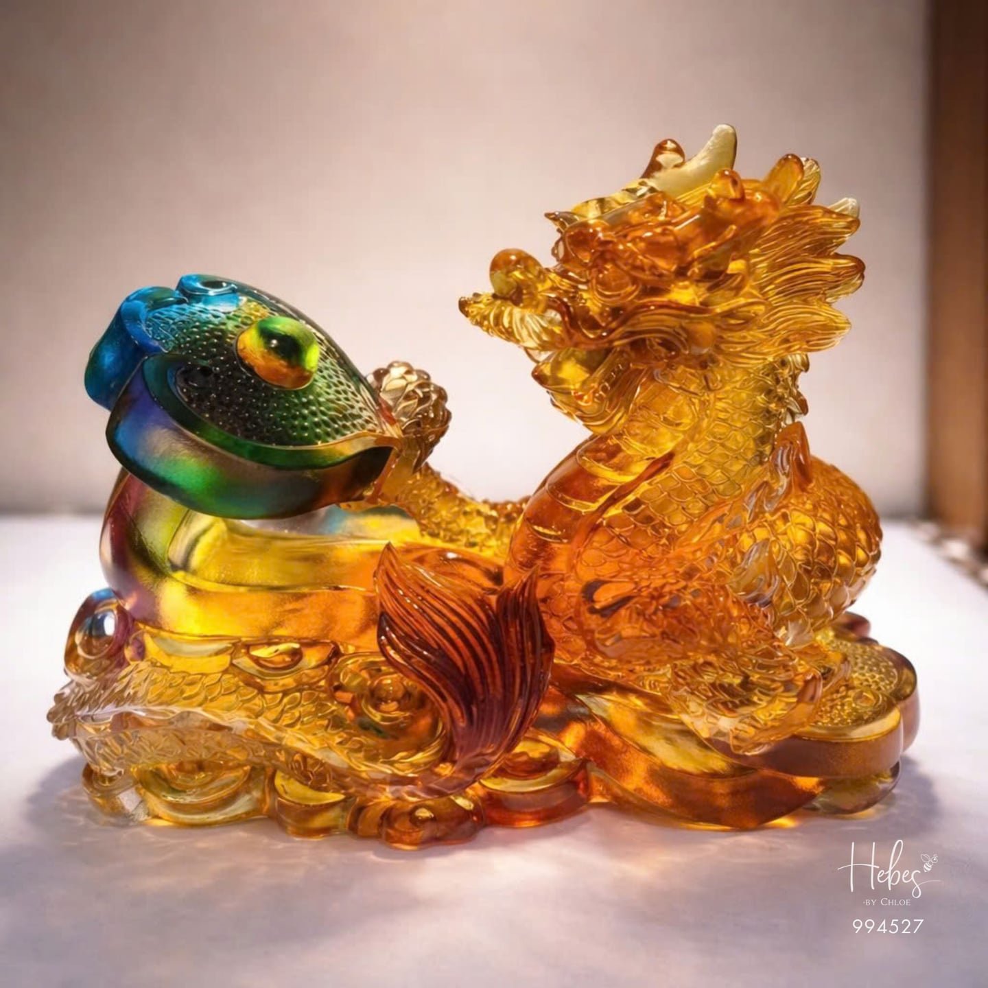Crystal Feng Shui Wealth Toad Guarding Dragon Statue 994527