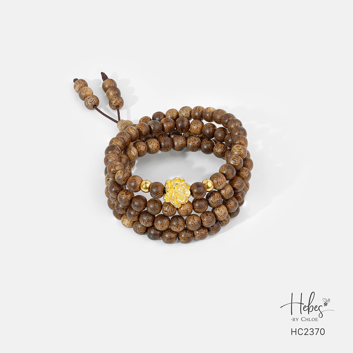 Vietnamese 108 Beads Agarwood Lotus Charm Bracelet HC2370