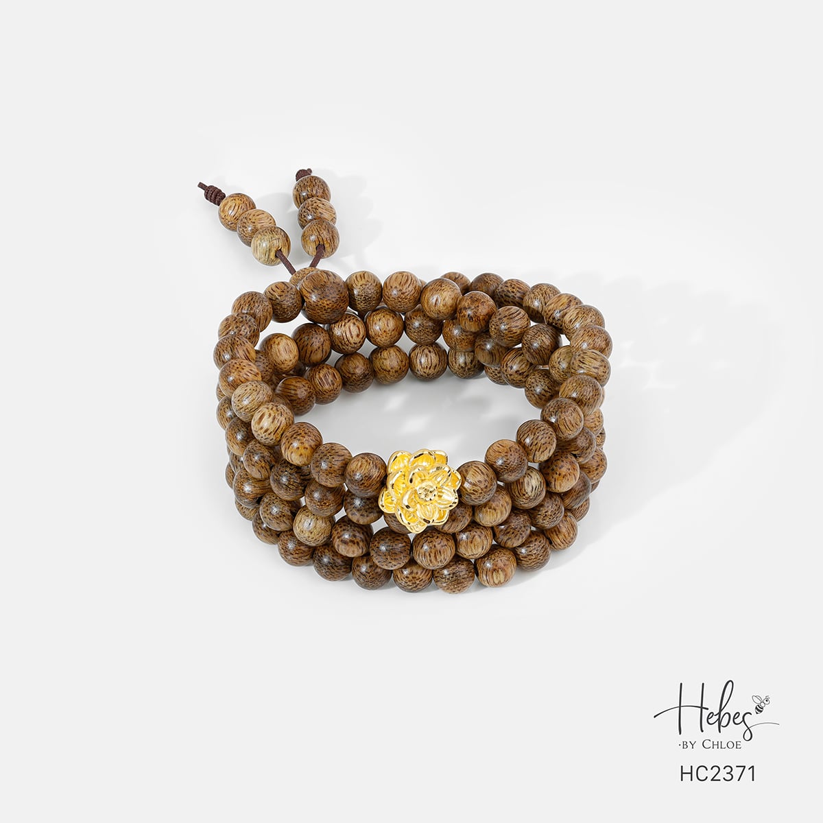 Vietnamese 108 Beads Agarwood Lotus Charm Bracelet (6mm) - HC2371